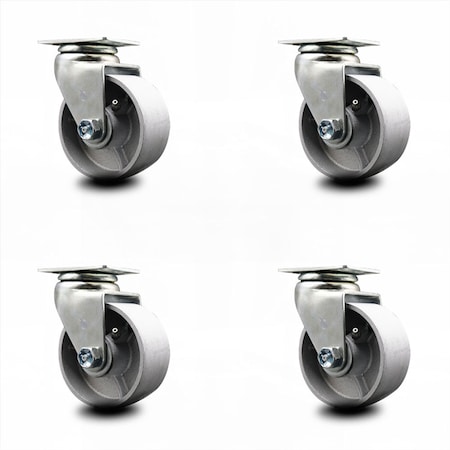 Service Caster 4 Inch Semi Steel Cast Iron Wheel Swivel Caster Set with Ball Bearings SCC SCC-20S420-SSB-4